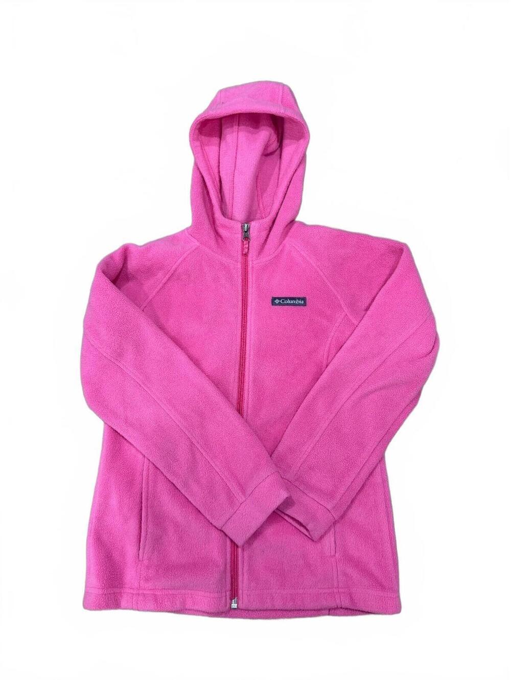 Columbia Women’s Fleece Jacket Medium Pink Full Zip Hooded Outdoor